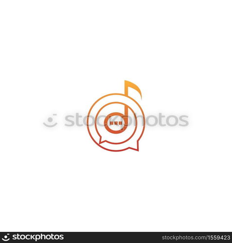 Music note logo and tone icon bublle chat concept design illustration