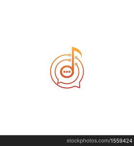 Music note logo and tone icon bublle chat concept design illustration