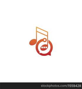 Music note logo and tone icon bublle chat concept design illustration