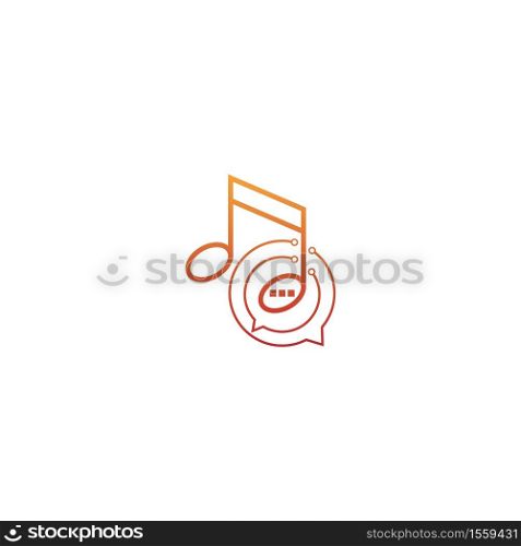 Music note logo and tone icon bublle chat concept design illustration