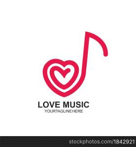 music note love icon vector illustration concept design template