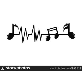 music note pulse line,equaizer and sound effect ilustration logo vector icon template