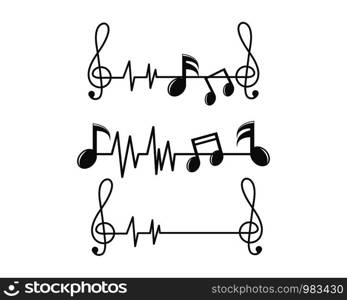 music note pulse line,equaizer and sound effect ilustration logo vector icon template