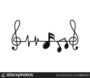 music note pulse line,equaizer and sound effect ilustration logo vector icon template