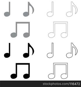 Music note set icon . Illustration grey and black color .. Music note set icon . Illustration grey and black color fill and outline .