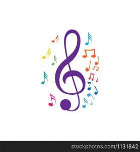 Music note symbol logo and icon template design