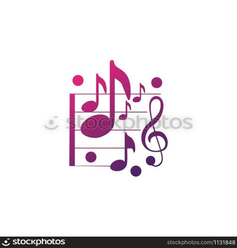 Music note symbol logo and icon template design
