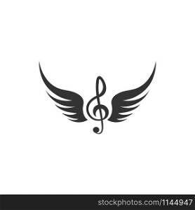 Music note wing icon design template vector isolated illustration. Music note wing icon design template vector isolated