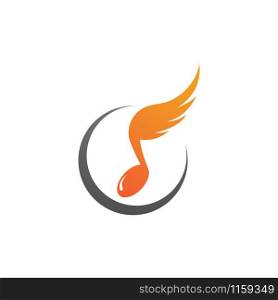 Music note wing logo vector design