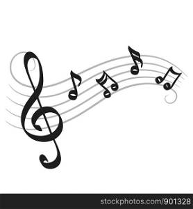 Music notes hand drawing on white for your design, stock vector illustration