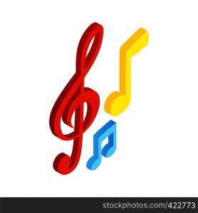 Music notes isometric 3d icon. Colored signs on a white background. Music notes isometric 3d icon