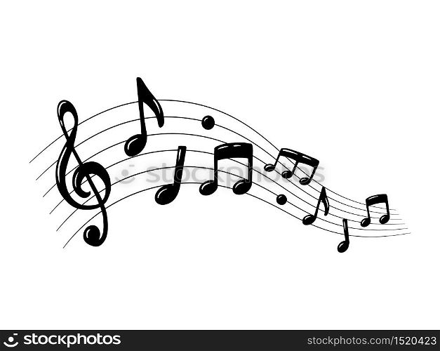 Music notes on Scale. Vector illustration