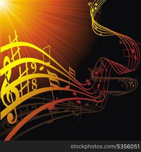 Music notes on staves. Vector music background.. Music notes on staves