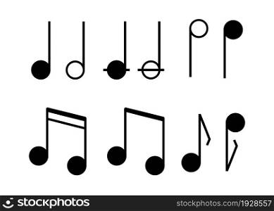 Music notes set icon in line style. Vector isolated melody concept.