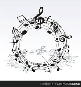 music notes twisted into a spiral