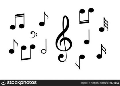 Music notes vector icon on white. Music notes vector icon