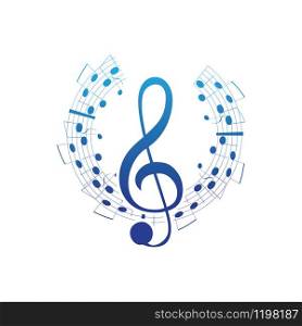 Music notes waving, music background, vector illustration icon