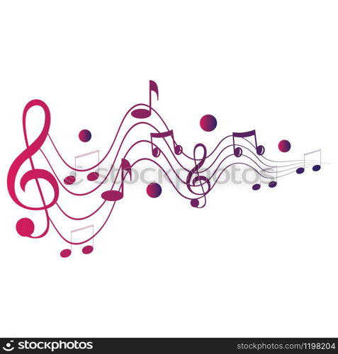 Music notes waving, music background, vector illustration icon