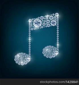 Music notes with concept diamond