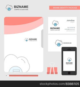 Music on cloud Business Logo, File Cover Visiting Card and Mobile App Design. Vector Illustration