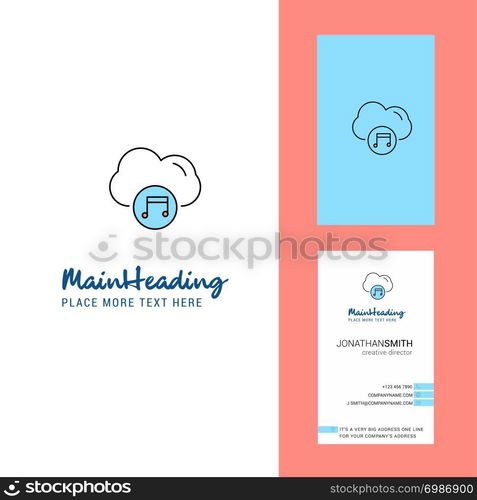 Music on cloud Creative Logo and business card. vertical Design Vector