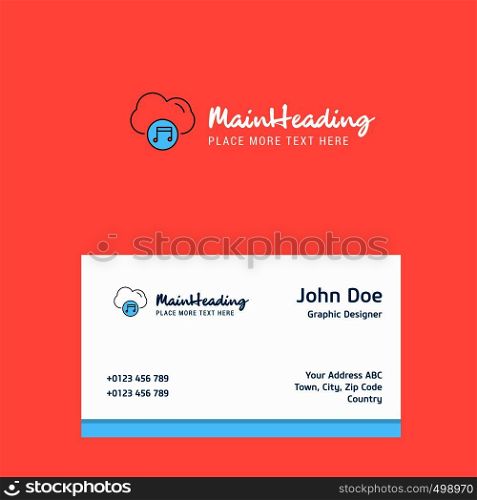 Music on cloud logo Design with business card template. Elegant corporate identity. - Vector