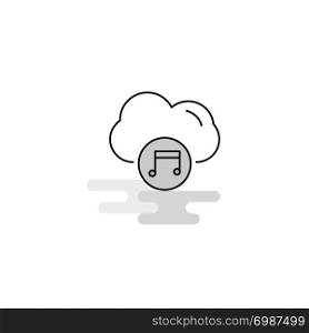 Music on cloud Web Icon. Flat Line Filled Gray Icon Vector