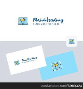 Music on Laptop vector logotype with business card template. Elegant corporate identity. - Vector