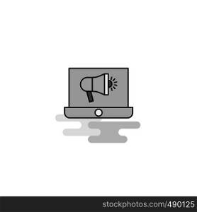 Music on Laptop Web Icon. Flat Line Filled Gray Icon Vector