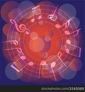 Music Party Background - Music Notes on Blue and Orange Background