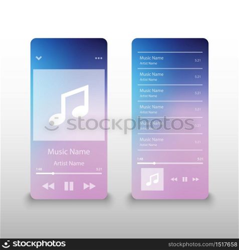 Music player interface application, vector illustration