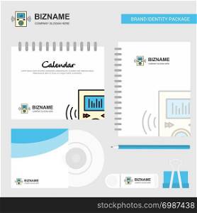 Music player Logo, Calendar Template, CD Cover, Diary and USB Brand Stationary Package Design Vector Template