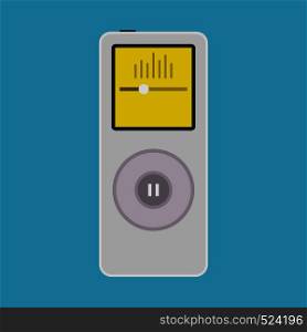 Music player vector icon illustration flat application. Device screen cartoon equipment playlist colorful multimedia record