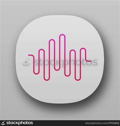 Music rhythm wave app icon. UI/UX user interface. Disco party, dj soundtrack play. Sound wave. Audio volume, equalizer level. Digital soundwave. Web, mobile applications. Vector isolated illustration