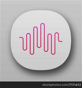 Music rhythm wave app icon. UI/UX user interface. Disco party, dj soundtrack play. Sound wave. Audio volume, equalizer level. Digital soundwave. Web, mobile applications. Vector isolated illustration