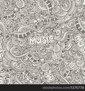 Music Sketchy Doodles. Hand-Drawn Vector Illustration. Seamless pattern