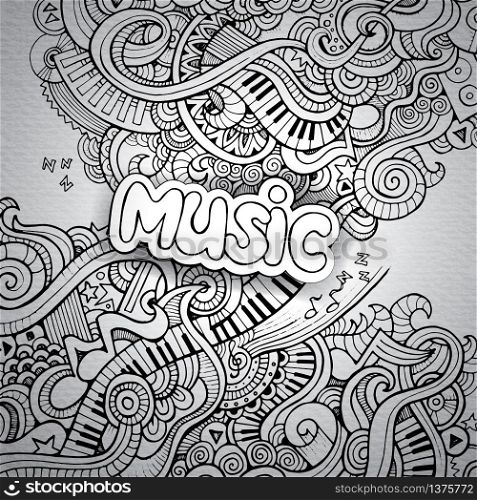 Music Sketchy Notebook Doodles. Hand-Drawn Vector Illustration