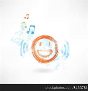 Music smile grunge icon