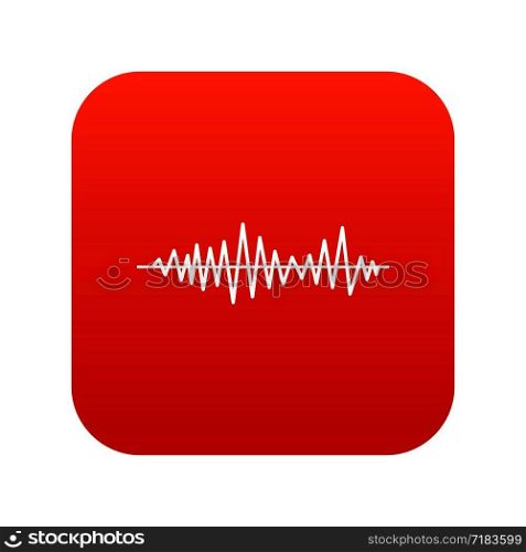 Music sound waves icon digital red for any design isolated on white vector illustration. Music sound waves icon digital red