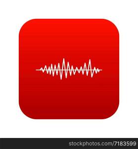 Music sound waves icon digital red for any design isolated on white vector illustration. Music sound waves icon digital red
