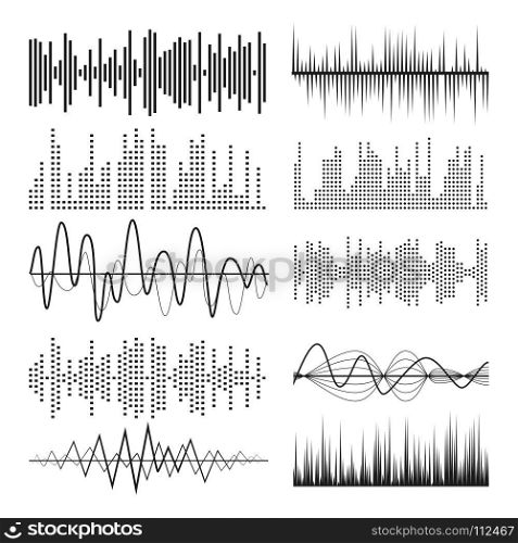 Music Sound Waves Pulse Abstract Vector.. Music Sound Waves Pulse Abstract Vector. Audio Technology Musical Pulse Or Sound Charts. Equalizer Sound Waves