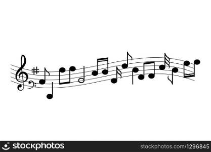 Music staff and notes vector icon illustration isolated on white background. Music staff and notes vector icon illustration