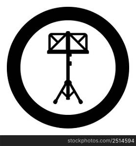 Music stand easel Reading-stand icon in circle round black color vector illustration image solid outline style simple. Music stand easel Reading-stand icon in circle round black color vector illustration image solid outline style
