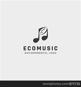 music symbol leaf nature simple logo template vector illustration icon element - vector. music symbol leaf nature simple logo template vector illustration icon element