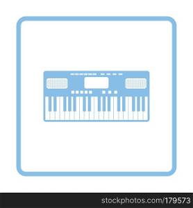 Music synthesizer icon. Blue frame design. Vector illustration.