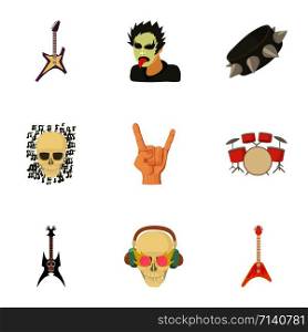Music taste icons set. Cartoon set of 9 music taste vector icons for web isolated on white background. Music taste icons set, cartoon style