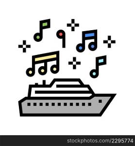 music themed cruise color icon vector. music themed cruise sign. isolated symbol illustration. music themed cruise color icon vector illustration