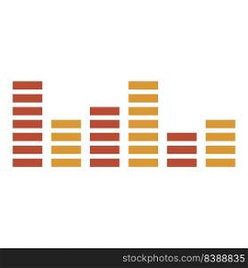 Music wave vector abstract sound design illustration. Audio equalizer line voice electronic and frequency musical radio pattern. Volume stereo graph waveform symbol and signal pulse spectrum rainbow