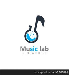 Music with Lab science Logo Design concept vector. Chemistry Vector