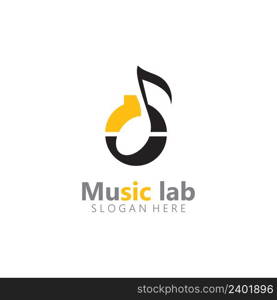 Music with Lab science Logo Design concept vector. Chemistry Vector